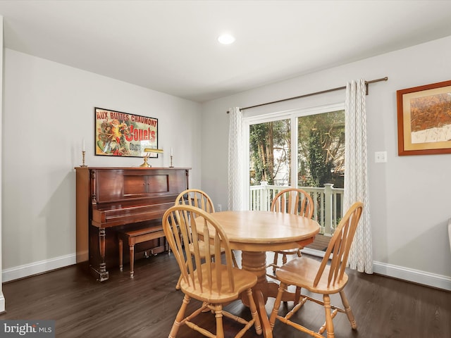 300 Grace Way, Laurel, MD 20707 - dining area with baseboards, dark wood-style flooring, and recessed lighting