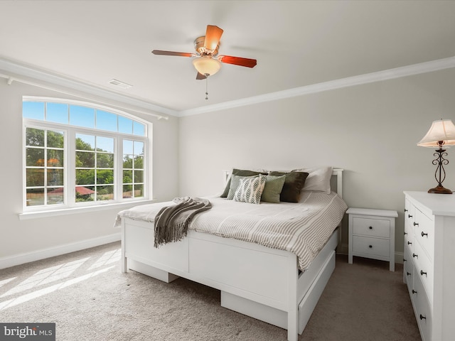 300 Grace Way, Laurel, MD 20707 - bedroom with crown molding, carpet flooring, baseboards, and a ceiling fan