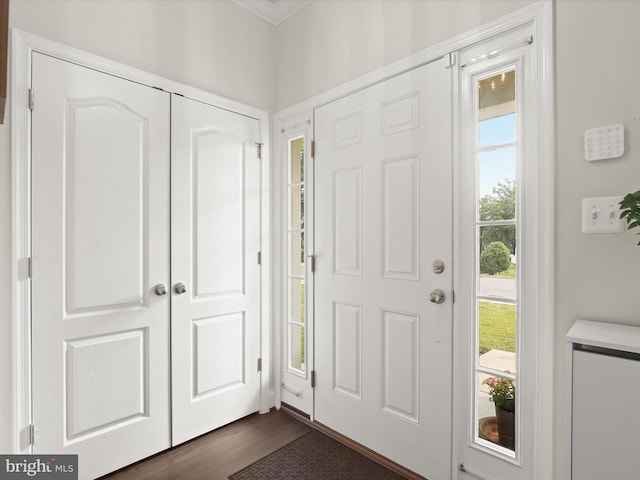 300 Grace Way, Laurel, MD 20707 - foyer entrance with dark wood-type flooring and ornamental molding