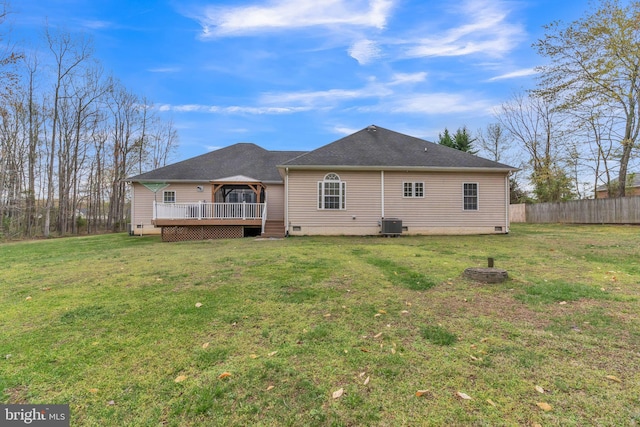 8200 Marshall Corner Rd, Pomfret, MD 20675 - rear view of property featuring crawl space, a deck, a gazebo, and central AC unit