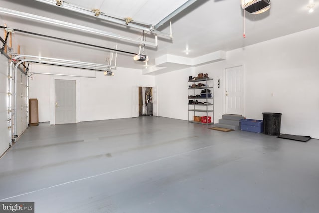 garage with a garage door opener
