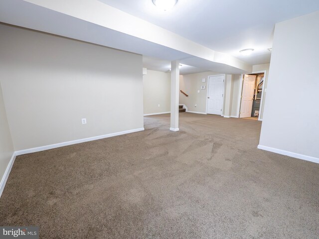 73 Marblehead Rd, Inwood, WV 25428 - finished below grade area with carpet floors, baseboards, and stairs
