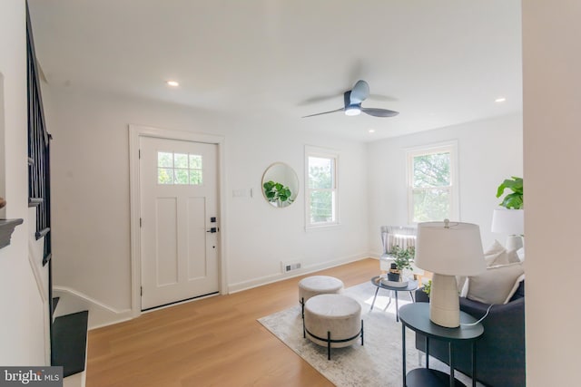 5446 Varnum St, Bladensburg, MD 20710 - entrance foyer featuring healthy amount of natural light, wood finished floors, ceiling fan, recessed lighting, and baseboards