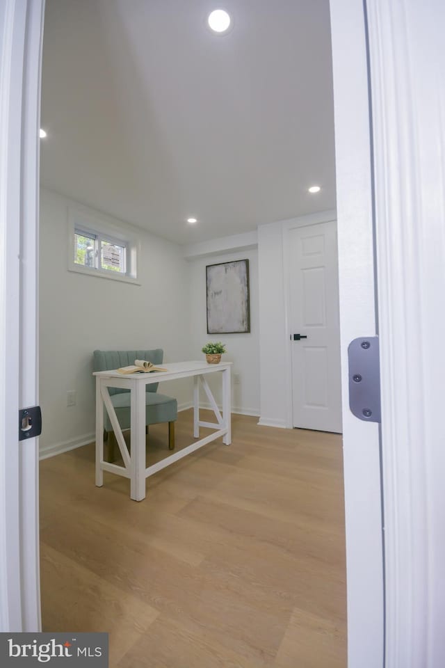 5446 Varnum St, Bladensburg, MD 20710 - unfurnished office with light wood-type flooring, recessed lighting, and baseboards