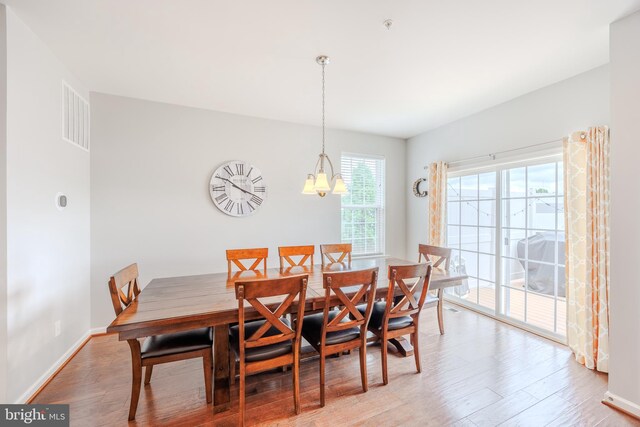 dining room with light wood-style flooring and baseboards