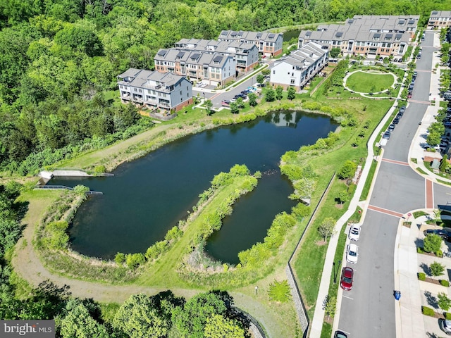 aerial view of a nearby body of water