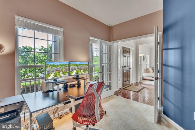 2708 Lake Forest Dr, Upper Marlboro, MD 20774 - carpeted office with french doors and wood finished floors