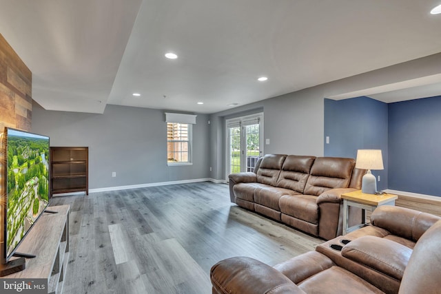 2708 Lake Forest Dr, Upper Marlboro, MD 20774 - living room featuring baseboards, recessed lighting, and wood finished floors