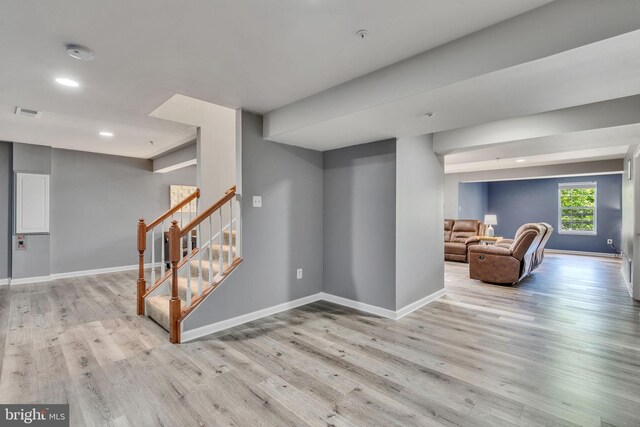 2708 Lake Forest Dr, Upper Marlboro, MD 20774 - basement featuring wood finished floors, recessed lighting, baseboards, and stairway
