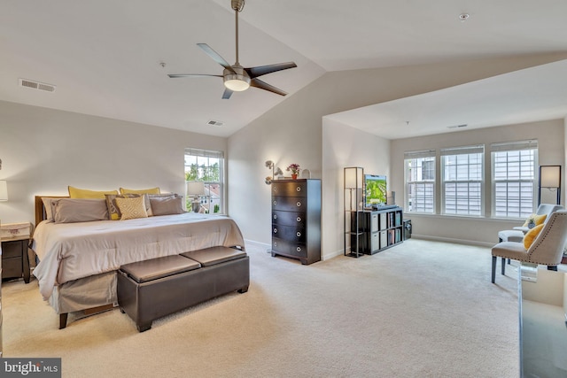 2708 Lake Forest Dr, Upper Marlboro, MD 20774 - carpeted bedroom with vaulted ceiling, a ceiling fan, and baseboards