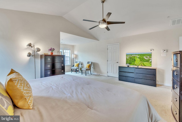 2708 Lake Forest Dr, Upper Marlboro, MD 20774 - carpeted bedroom with vaulted ceiling, baseboards, and ceiling fan