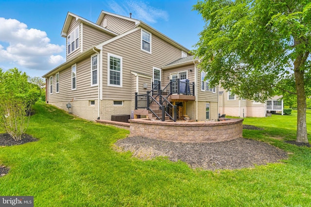 2708 Lake Forest Dr, Upper Marlboro, MD 20774 - back of house with a deck, stairs, and a yard