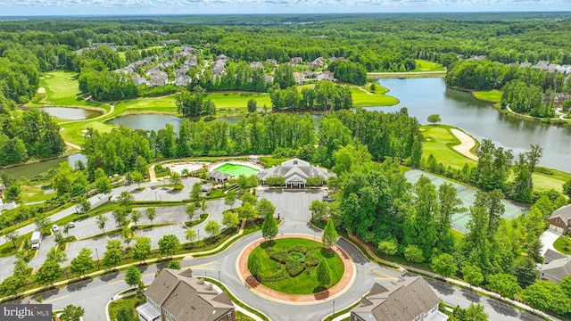 2708 Lake Forest Dr, Upper Marlboro, MD 20774 - aerial perspective of suburban area featuring a heavily wooded area, a nearby body of water, and a golf course