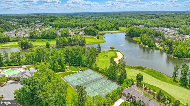 2708 Lake Forest Dr, Upper Marlboro, MD 20774 - aerial view of residential area with a local golf course, a forest, and a large body of water