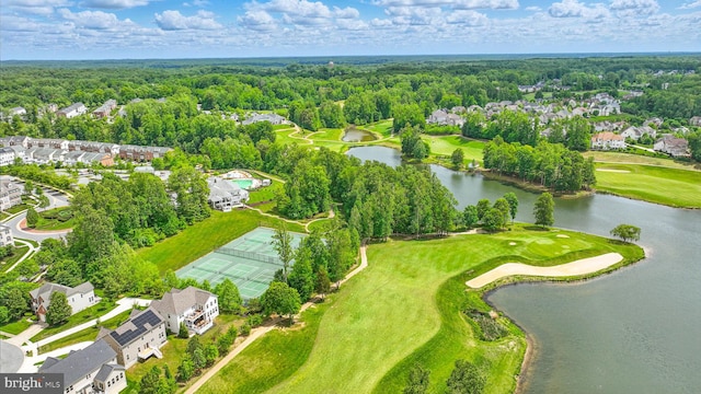 2708 Lake Forest Dr, Upper Marlboro, MD 20774 - aerial view of residential area with a golf course, a nearby body of water, and a heavily wooded area