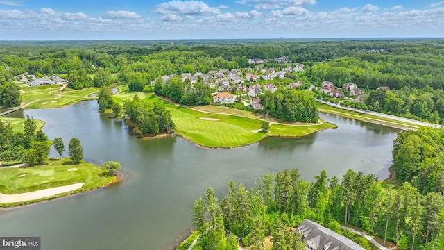 2708 Lake Forest Dr, Upper Marlboro, MD 20774 - aerial view of residential area featuring a forest, a large body of water, and a golf course