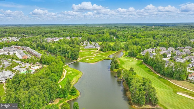 2708 Lake Forest Dr, Upper Marlboro, MD 20774 - aerial overview of property's location with a heavily wooded area, a golf course, a nearby body of water, and nearby suburban area