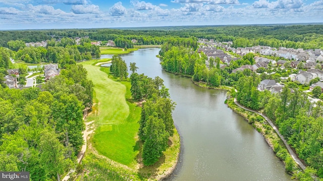 2708 Lake Forest Dr, Upper Marlboro, MD 20774 - aerial perspective of suburban area with a large body of water, a golf course, and a forest