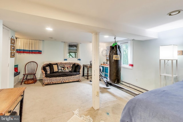 7017 Woodland Ave, Takoma Park, MD 20912 - bedroom with carpet floors, recessed lighting, and baseboard heating