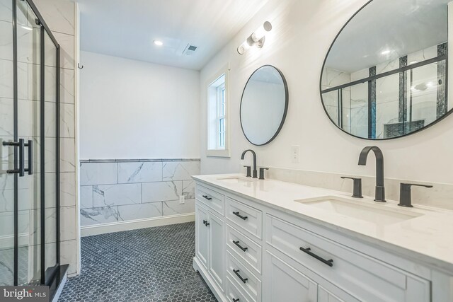 504 Richey Ave, Collingswood, NJ 08107 - bathroom with a shower stall and double vanity