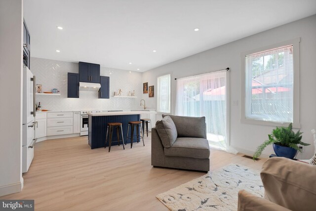 504 Richey Ave, Collingswood, NJ 08107 - living area featuring light wood-style floors and recessed lighting