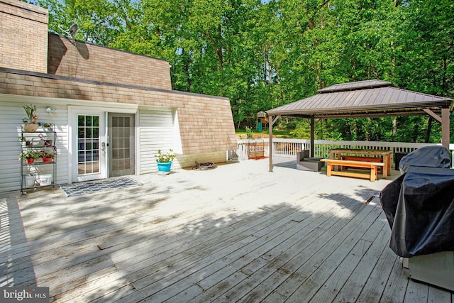 deck featuring a gazebo