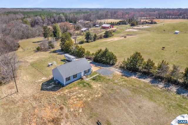 bird's eye view featuring a rural view