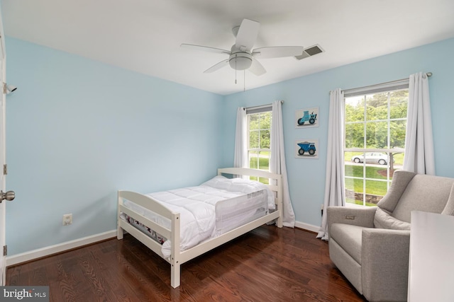 10609 Little Run Farm Ct, Vienna, VA 22182 - bedroom with baseboards, wood finished floors, and ceiling fan