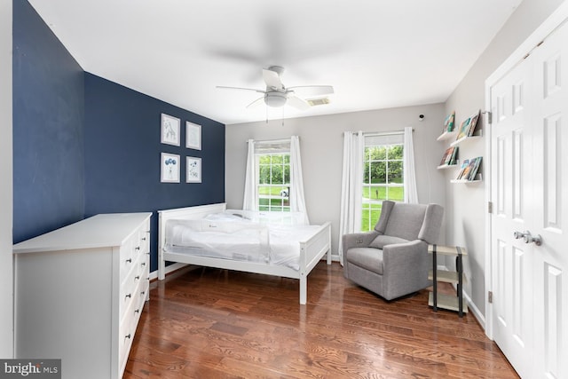 10609 Little Run Farm Ct, Vienna, VA 22182 - bedroom featuring wood finished floors, a ceiling fan, and baseboards