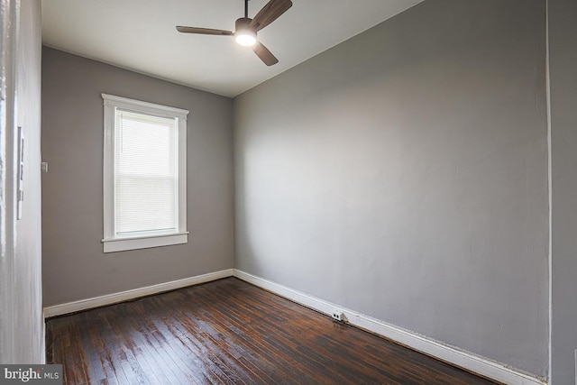 2014 Penrose Ave, Baltimore, MD 21223 - empty room with a ceiling fan, dark wood-type flooring, and baseboards