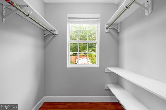 spacious closet with wood finished floors
