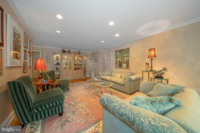 1655 Oakwood Dr Unit N323, Narberth, PA 19072 - living area with recessed lighting and ornamental molding