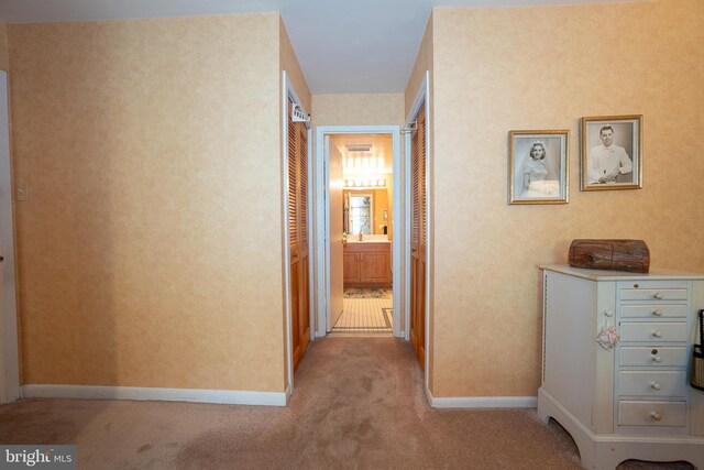 1655 Oakwood Dr Unit N323, Narberth, PA 19072 - hallway featuring light carpet and baseboards