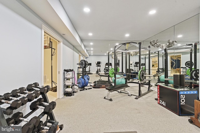 gym with recessed lighting