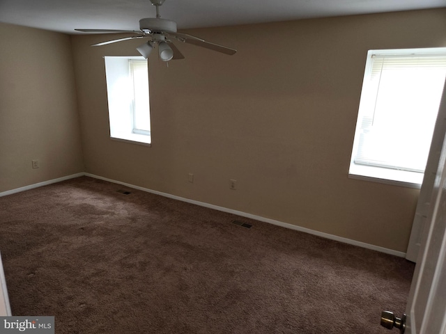 1850 Aberdeen Cir, Crofton, MD 21114 - spare room featuring plenty of natural light, a ceiling fan, carpet, and baseboards