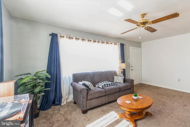 22 N Browning Ave, Somerdale, NJ 08083 - living area with carpet, ceiling fan, and baseboards