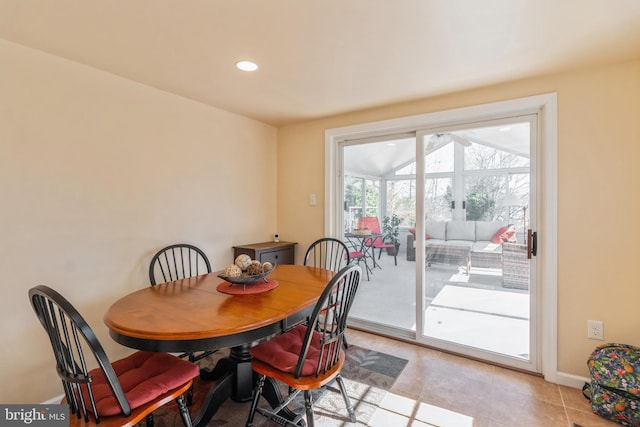 22 N Browning Ave, Somerdale, NJ 08083 - dining area featuring light tile patterned floors, baseboards, and recessed lighting