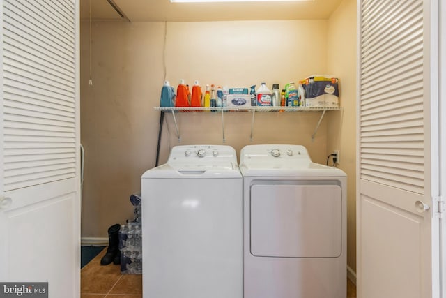 22 N Browning Ave, Somerdale, NJ 08083 - laundry room with washing machine and dryer and tile patterned flooring
