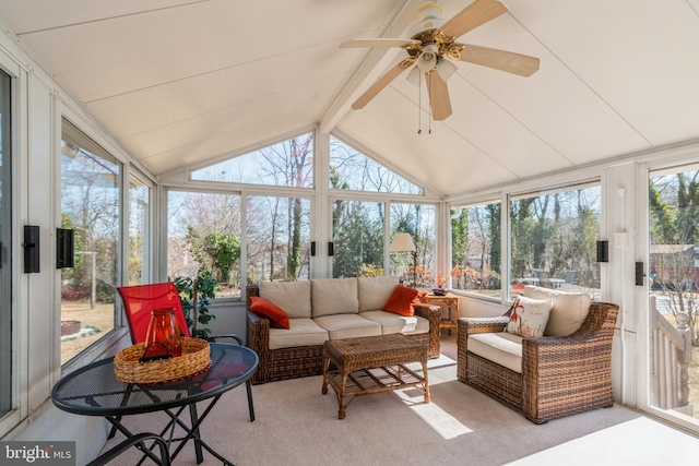22 N Browning Ave, Somerdale, NJ 08083 - sunroom with a ceiling fan and outdoor lounge area