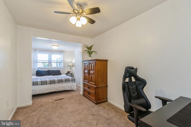 22 N Browning Ave, Somerdale, NJ 08083 - bedroom featuring carpet, baseboards, an office area, and ceiling fan