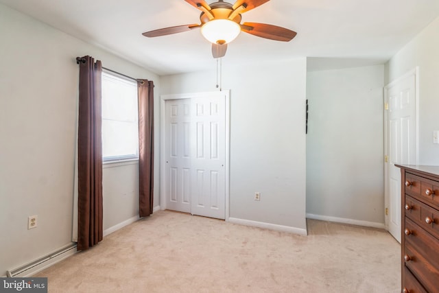 22 N Browning Ave, Somerdale, NJ 08083 - unfurnished bedroom with light colored carpet, a baseboard heating unit, and baseboards