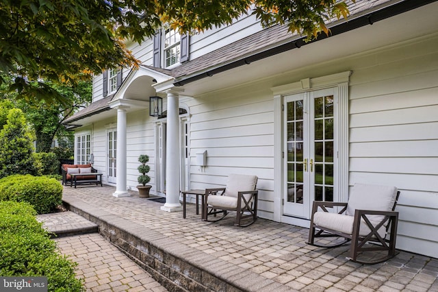 view of patio / terrace featuring french doors