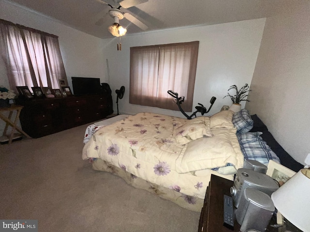 bedroom with carpet and ceiling fan