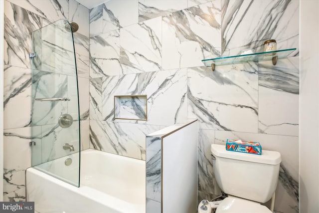 4311 Ellicott St NW, Washington, DC 20016 - full bath with bathtub / shower combination, toilet, and tile walls