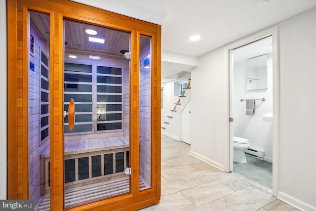 4311 Ellicott St NW, Washington, DC 20016 - sauna / steam room with baseboards, tile patterned flooring, and recessed lighting