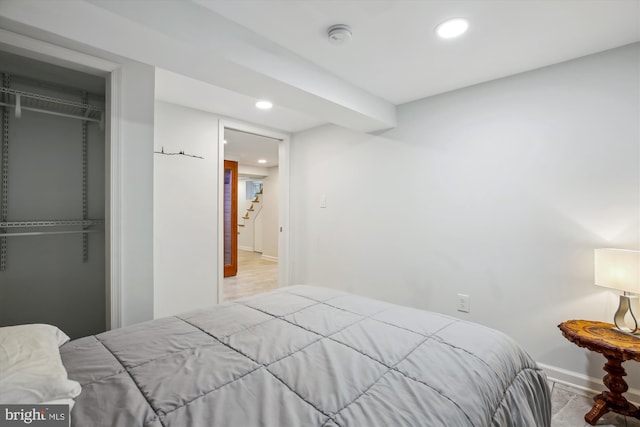 4311 Ellicott St NW, Washington, DC 20016 - bedroom with recessed lighting, baseboards, and a closet