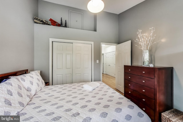 bedroom featuring a closet and wood finished floors
