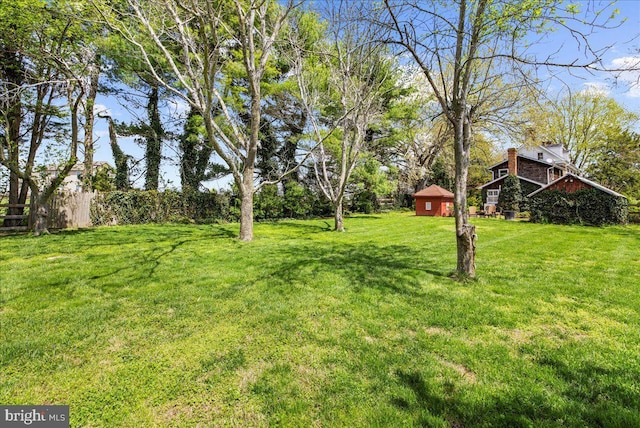 view of yard with an outdoor structure
