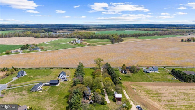 aerial view of sparsely populated area with extensive farmland