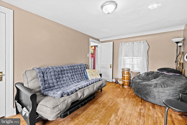 living room with wood finished floors